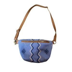Mercado Global Belt‎ Bag Womens Blue Woven Waist Fanny Pack Crossbody Boho